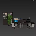 Office Desk File Cabinet Folder Water Dispenser Copier Computer Desk 3d model