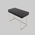 Minimalist Modern Dressing Table With Sleek Black Top And Metal Legs Design