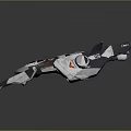 Futuristic SciFi Aircraft Model With Black White Gray Body And Red Accents