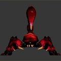 Red Shiny Scorpion With Sharp Claws And Curled Tail On Dark Background
