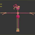 Pink Abstract Cartoon Character With Long Limbs And Curly Head Design