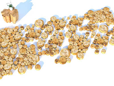 Garden Landscape Decorative Elements With Various Sizes And Shapes Wooden Logs And Stumps 3d model