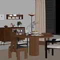 Cozy Interior Design With Round Dining Table Wooden Chairs And Window Blinds