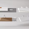 Modern Stylish Bar Counter Designs With Marble Wood And White Geometric Shapes