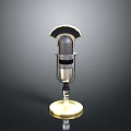 Classic Vintage Electronic Microphone With Golden Base And Metallic Finish