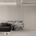 Modern Dining and Living Room Interior With Dining Table Chairs Storage Cabinets and Decorative Wall