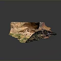 Stunning Red Rock Landscape With Ancient Cliff Dwellings And Lush Green Vegetation