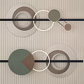 Modern Geometric Wall Decor With Circular Shapes Green Brown Beige Tones And Striped Patterns