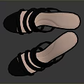 Stylish High Heeled Sandals With Black Straps And Pink Inner Lining