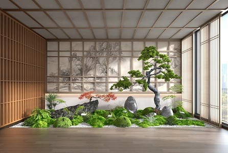 New Chinese style landscape sketch interior landscape 3d model