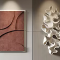 Modern Wall Decorations with Geometric Brown Design and White Irregular 3D Shapes