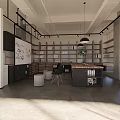 Modern Public Office Space With Glass Partitions Open Workstations And Area Rugs