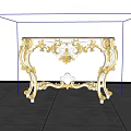 Luxurious White And Gold Console Table With Intricate Carvings And Marble Top For Entryway
