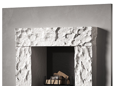 Embedded fireplace firewood pile 3d model