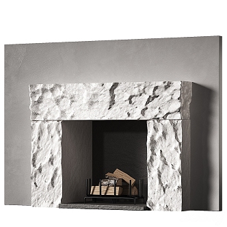 Embedded fireplace firewood pile 3d model