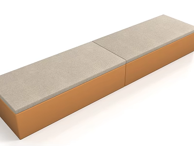 Modern Tea Break Area With Orange Base And Gray Cushion Bench Design 3d model