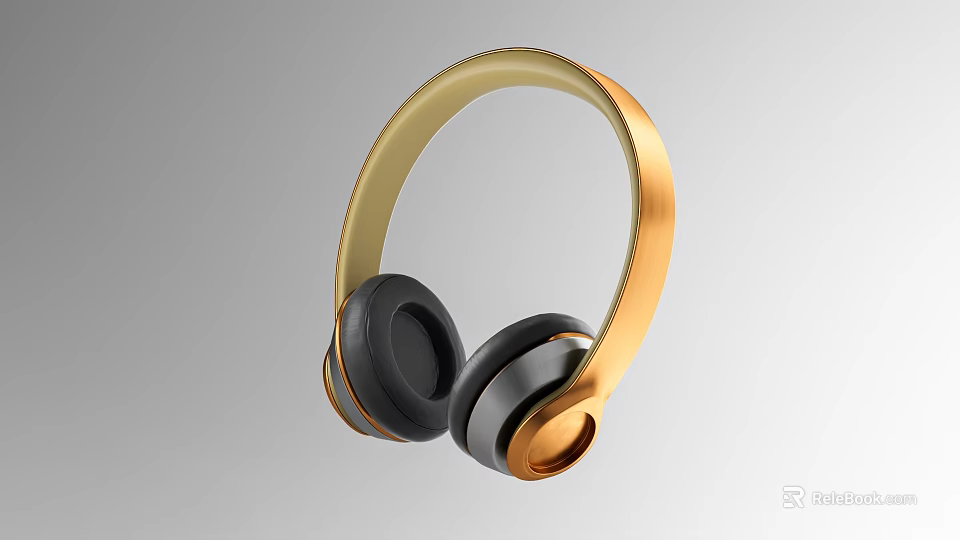 Modern Gold And Black Over Ear Headphones With Stylish Design And Comfortable Fit 3d model 