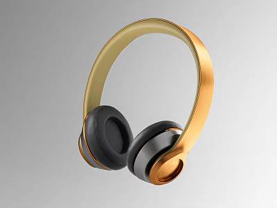 Modern Gold And Black Over Ear Headphones With Stylish Design And Comfortable Fit 3d model