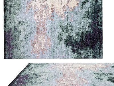 Square Rug With Abstract Colorful Pattern In Blue Green Purple And Beige Tones 3d model