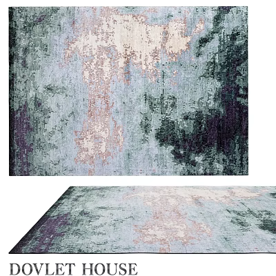 Square Rug With Abstract Colorful Pattern In Blue Green Purple And Beige Tones 3d model