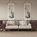 New Chinese-style double sofa 3d model