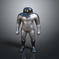 Silver Metallic Humanoid Robot Character 3D Model With Streamlined Body And Black Boots
