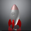 Silver And Pink Rocket Model With Red Fins Shiny Surface For Space Exploration