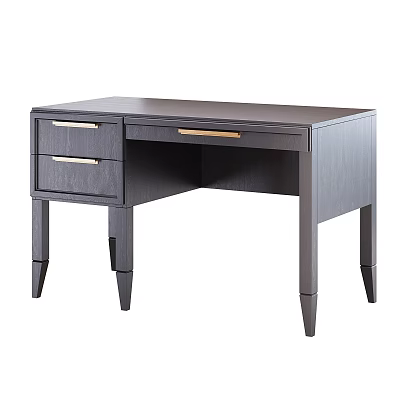 Modern Dark Gray Minimalist Writing Desk With Drawers And Metal Handles Design 3d model