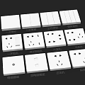 White Electrical Outlets and Switches with Different Socket and Switch Types 3d model