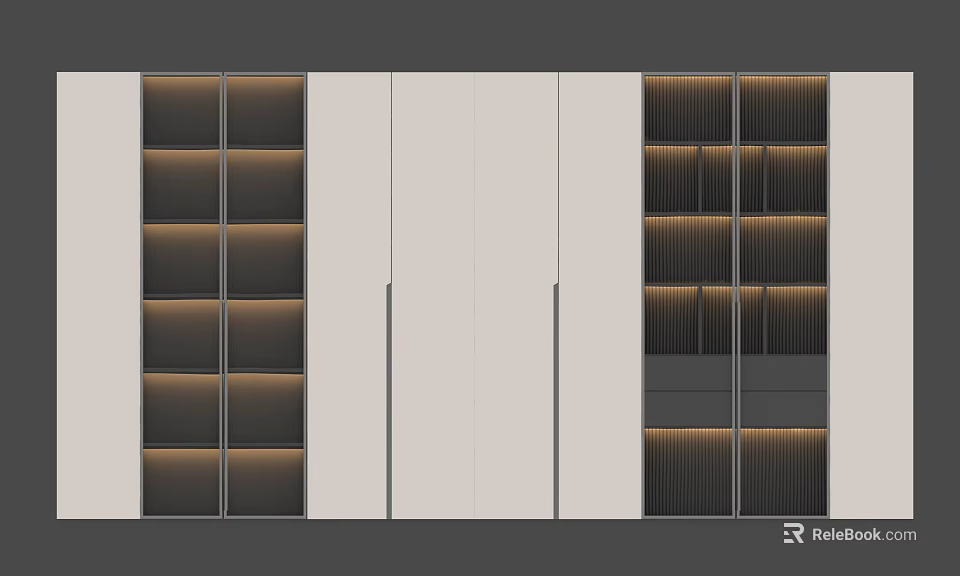 Stylish Modern Decorative Cabinet With Geometric Compartments Integrated Lighting And Elegant Panel Details 3d model 