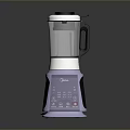 Modern Sleek Kitchen Electric Appliance With Transparent Container Silver Purple Base And Black Control Panel