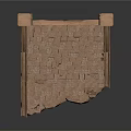 Brick Tile Building Roof With Small Square Decorations Wavy Edge And Damaged Tiles