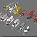 Various Emergency and Commercial Vehicles Including Ambulance Fire Truck and Police Car