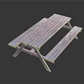 Rustic Wooden Outdoor Picnic Table With Attached Benches And Natural Finish