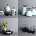 Ceramic Vessels With Lids Geometric Patterns Golden Decorations And Vases For Home Decor