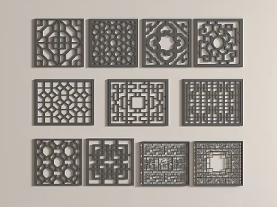 Chinese-style openwork window new Chinese-style flower openwork carved flower lattice 3d model