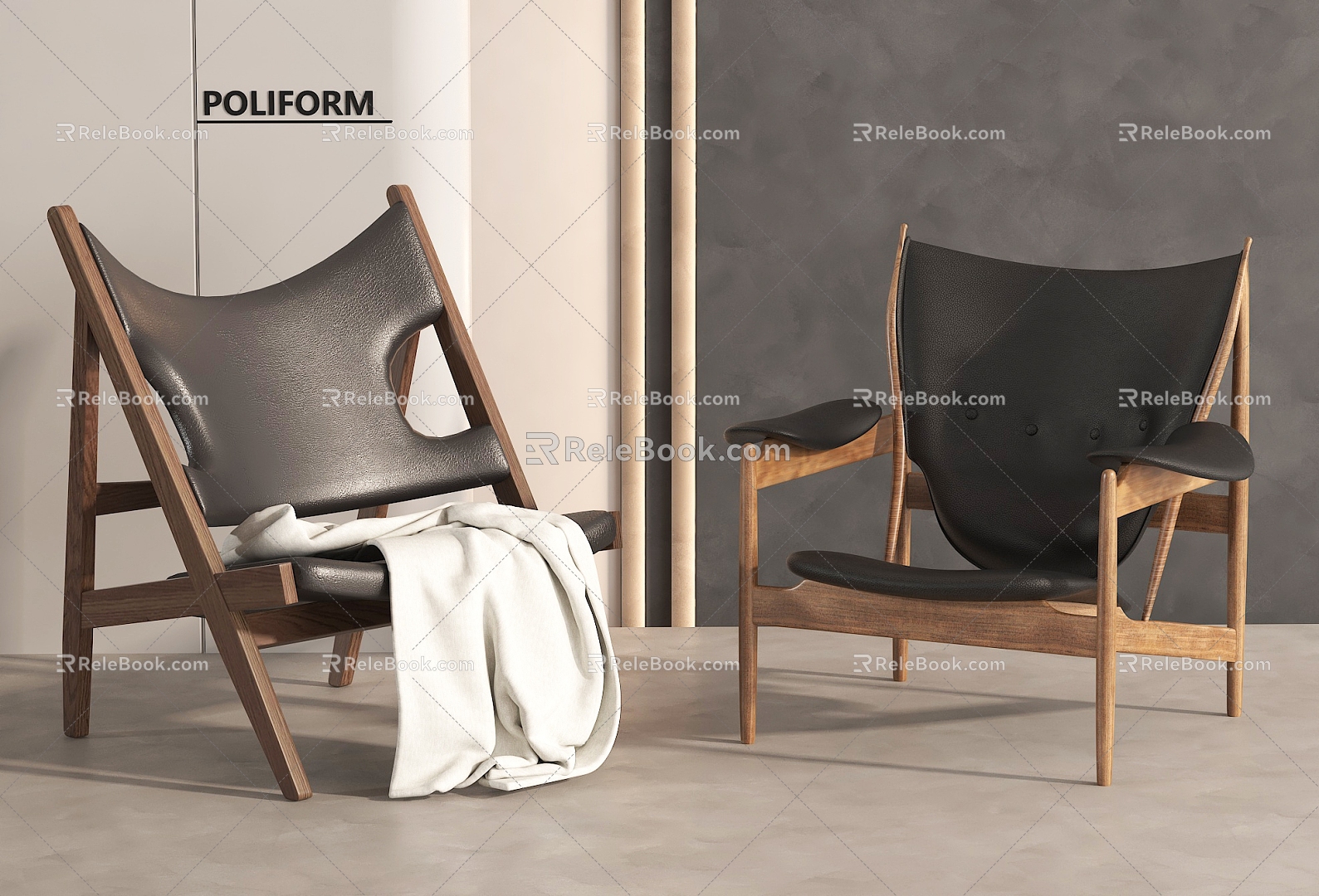 Modern Leisure Chair Wooden Chair 3d model