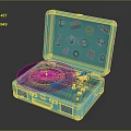 Turquoise Portable Vinyl Player with Headphone Icons and LOOP Logo Speaker
