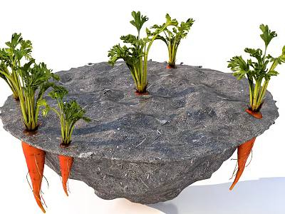 Carrot crops in the soil 3d model