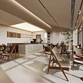 Modern Café Interior Design With Seating Area Bar Counter And Decorative Paintings