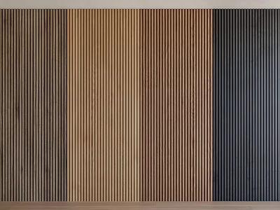Modern Wooden Wall Panels With Vertical Stripes And Various Color Finishes 3d model