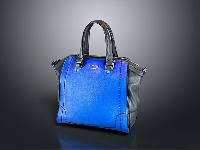 Stylish Two Tone Blue And Black Leather Handbag With Top Handles Design 3d model