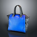 Stylish Two Tone Blue And Black Leather Handbag With Top Handles Design