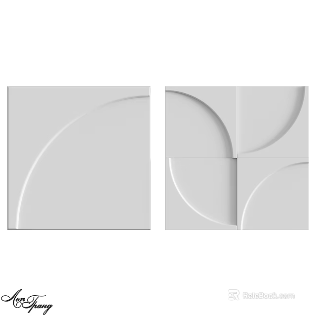 White Decorative Wall Panels with Modern Curved Geometric Design Elements 3d model 
