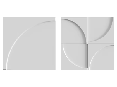White Decorative Wall Panels with Modern Curved Geometric Design Elements 3d model