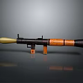 Military Rocket Launcher With Black Body Wooden Components And Yellow Warhead Stand