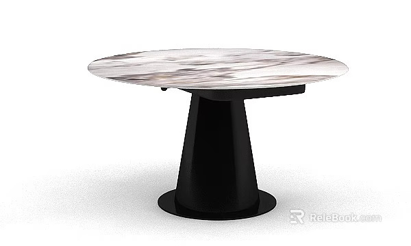 Modern Round Coffee Table With Marble Top And Black Base Design 3d model 