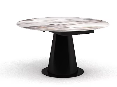 Modern Round Coffee Table With Marble Top And Black Base Design 3d model