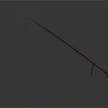 Blue Fishing Rod With Fishing Line And Hooks On Dark Background 3d model