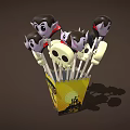 Halloween Themed Lollipops Featuring Vampire And Skull Heads In Yellow Packaging
